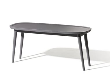 BRICK 247/248 - Wood and marble oval coffee table by Gervasoni