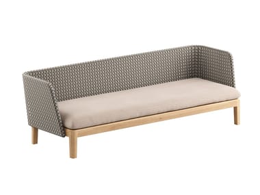 CALYPSO LOUNGE - Upholstered 3 seater teak garden sofa with removable cover by Royal Botania