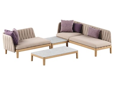 CALYPSO LOUNGE - Sectional fabric and teak garden sofa by Royal Botania