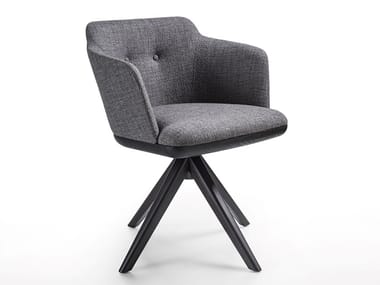 CELINE - Swivel trestle-based fabric chair by Porada