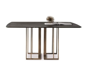 CHARLIE - Square marble dining table by Meridiani