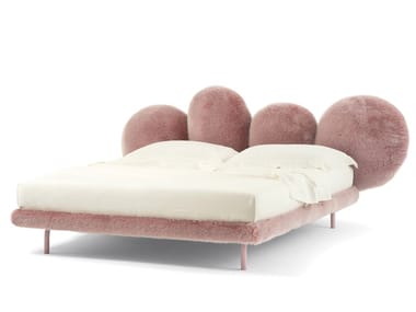 CIPRIA - Fake fur double bed with upholstered headboard by edra