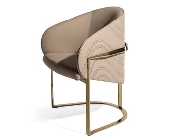 CLOUD - Upholstered leather easy chair with armrests by Visionnaire