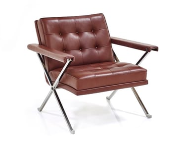 CONSTANZE 3/4 - Tufted leather easy chair with armrests by Wittmann