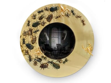CONVEX METAMORPHOSIS - Round wall-mounted framed brass mirror by Boca do Lobo