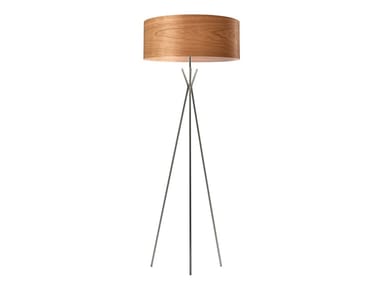 GEA - Handmade wood veneer and metal floor lamp by LZF