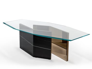 CUBITUM 72 - Octagonal glass dining table by Reflex