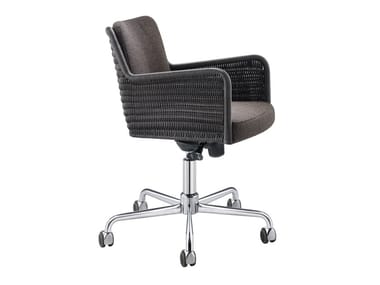 D43R - Swivel chair with 5-spoke base with armrests by Tecta