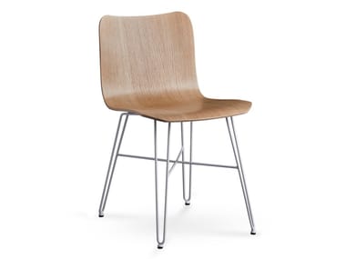 DANDY IRON - Oak chair and painted steel base by Colico