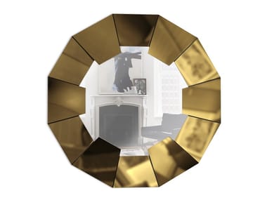 DARIAN GOLD - Round framed wall-mounted mirror by Luxxu