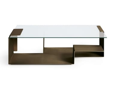 DIANA D - Rectangular glass and steel coffee table by Classicon