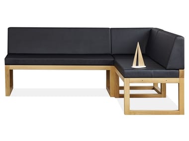 DINER - Upholstered modular leather bench with back by TON