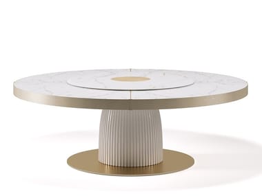 DIONE LAZY SUSAN - Round table in Calacatta marble and ceramic by Paolo Castelli