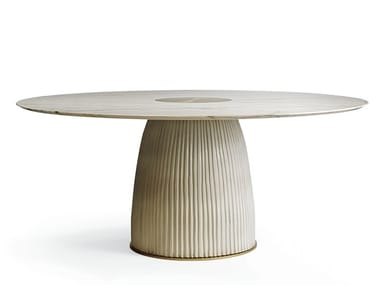 DIONE - Round table in Calacatta marble and ceramic by Paolo Castelli