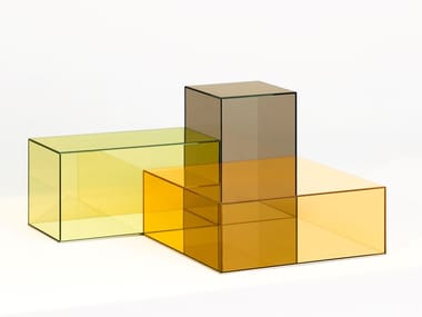 DONALD - Low crystal coffee table by Glas Italia