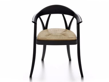 DONZELLA - Solid wood chair with armrests by DE PADOVA