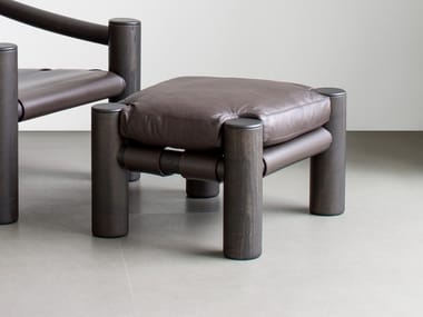 ELEPHANT - Footrest in solid wood and leather by Tacchini