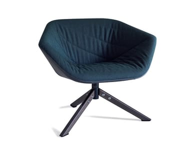 ELLA SOFT - Swivel trestle-based fabric easy chair with armrests by Montis