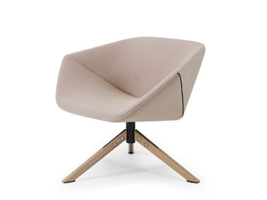 ELLA - Upholstered trestle-based fabric easy chair with armrests by Montis