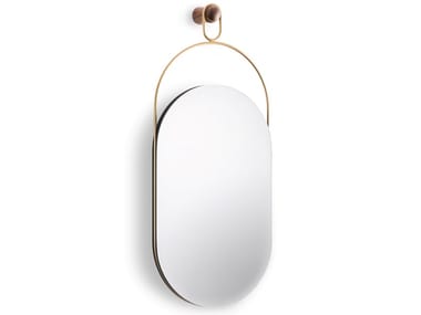 ESLABON - Oval metal and wooden mirror by Nomon