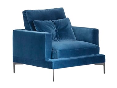 ESSENTIEL - Fabric armchair with removable cover with armrests by Saba Italia