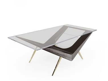 Nino - Rectangular Wood And Glass Coffee Table by Essential Home – TRDST