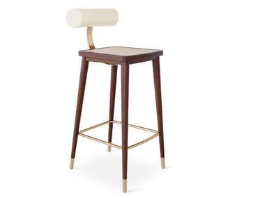 TORO - High walnut stool with footrest by Essential Home