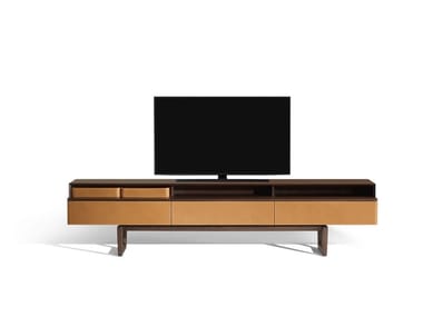 FIDELIO - Tanned leather TV cabinet with drawers by Poltrona Frau