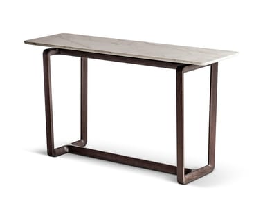 FIDELIO - Rectangular wooden and marble console table by Poltrona Frau