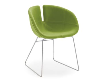 FJORD - Sled base upholstered fabric chair by Moroso