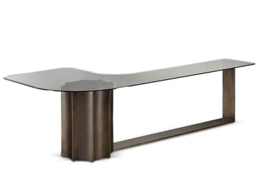 FLORIO - Glass and steel side table by Cantori