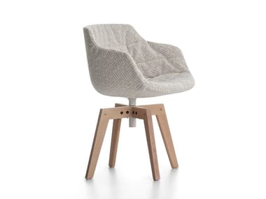 FLOW TEXTILE - Swivel trestle-based fabric chair with armrests by MDF Italia