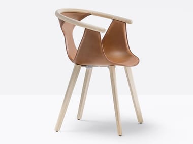 FOX 3727 - Tanned leather chair with armrests by Pedrali