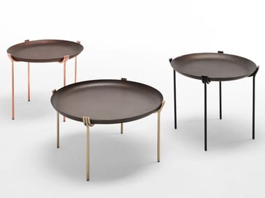 GEO - Round metal coffee table with tray by Saba Italia