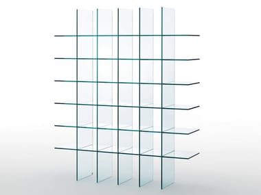 GLASS SHELVES #1 (1976) - Open freestanding crystal bookcase by Glas Italia