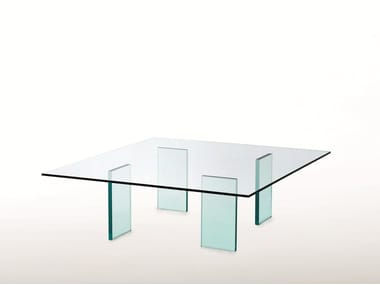 GLASS TABLE (1976) - Low square crystal coffee table by Glas Italia