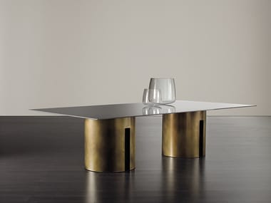 GONG - Rectangular brass dining table by Meridiani