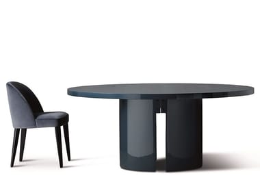 GONG - Round wooden dining table by Meridiani