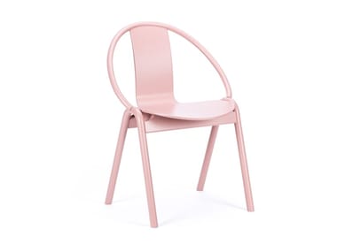 AGAIN - Stackable wooden chair with armrests by TON