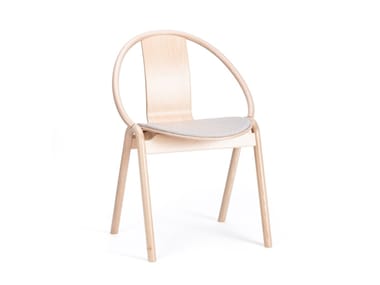 AGAIN - Stackable chair with armrests with integrated cushion by TON