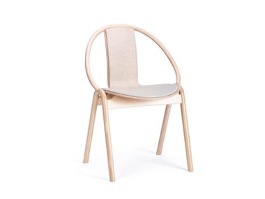 AGAIN - Upholstered stackable chair with armrests by TON