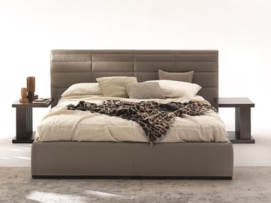 GRANDANGOLO - Leather bed with upholstered headboard by Ditre Italia