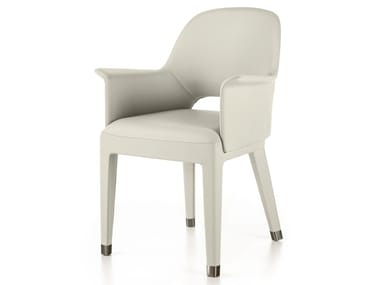 HARMONY - Upholstered leather chair with armrests by Longhi