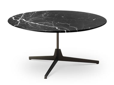 HEXA - Round marble coffee table with 3-star base by Saba Italia