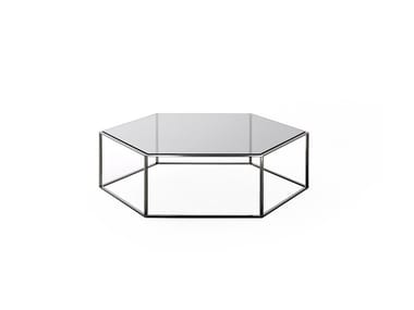 HEXAGON - Hexagonal crystal and steel coffee table by Desalto