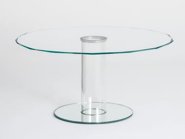 HUB CUT - Round crystal table by Glas Italia