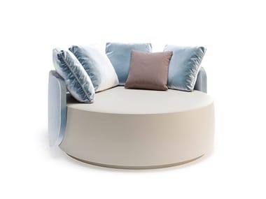 HUG - Upholstered round leather pouf by Reflex