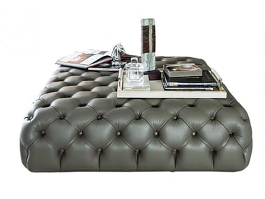 HYATT - Tufted square leather pouf by Casamilano