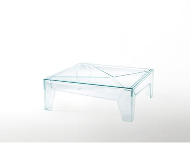 HYPERtable - Low square crystal coffee table by Glas Italia