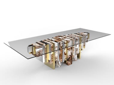 HERITAGE - Rectangular tempered glass dining table by Boca do Lobo
